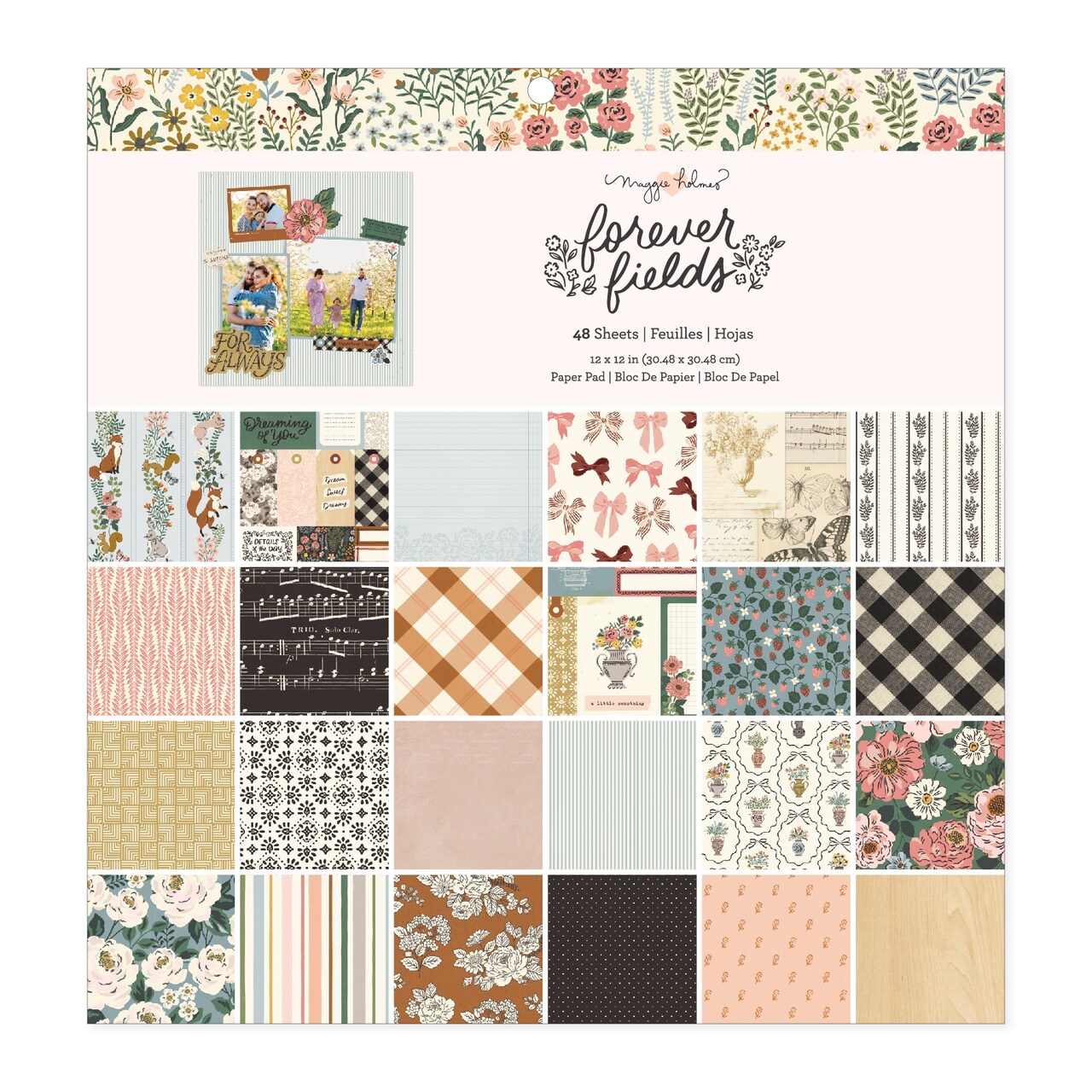 Maggie Holmes Forever Fields Single- Sided Paper Pad 12"X12"-48 Sheets